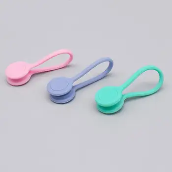 Alternative view of Rubber Cable Holder Magnetic Cord Clips Adjustable Elastic Magnet Buckle Cable Winder Rubber Cable Organizer Management Belt