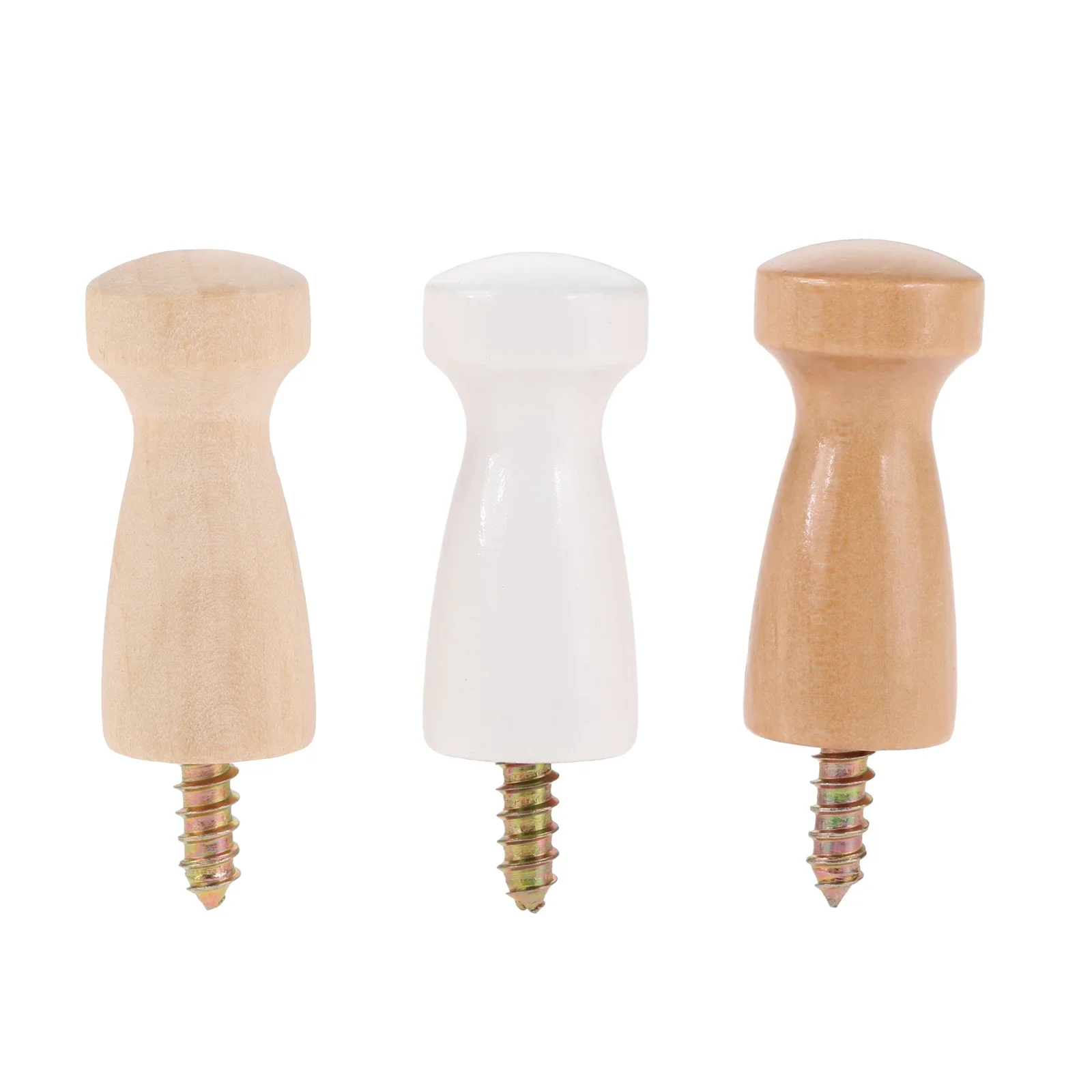 2pcs Mushrooms-Shape Screw-On Wooden Hook Coat Key Towel Mug Shaker Peg Wood Hooks & Screws Wall Mounted Bathroom Kitchen Hanger 4