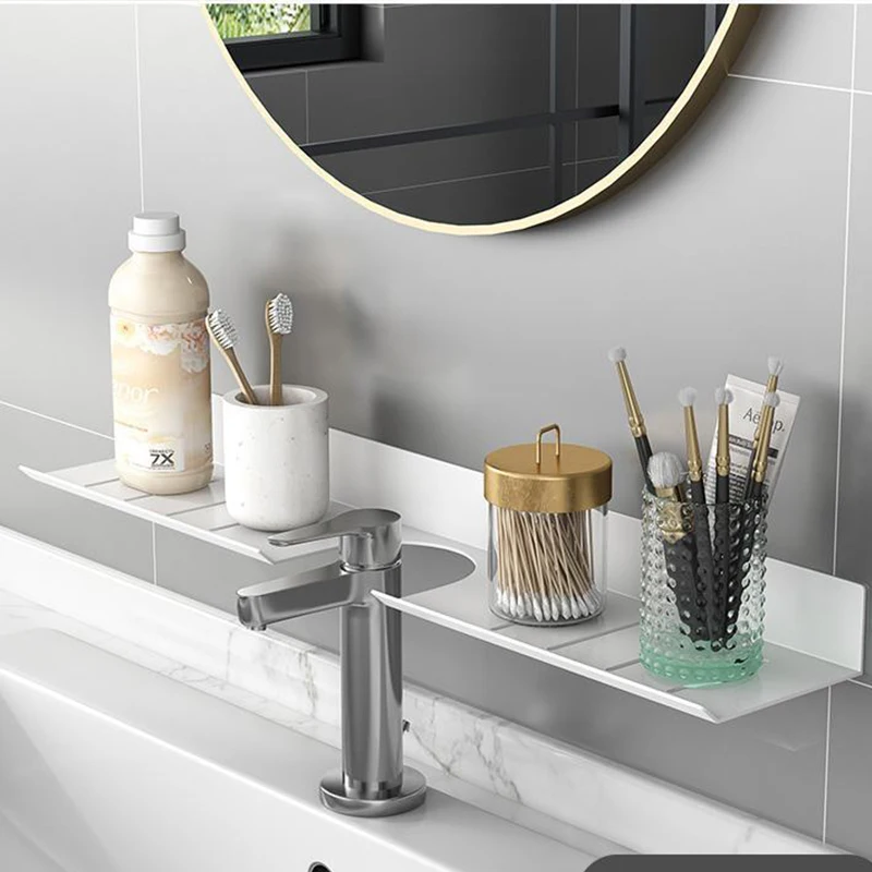 White Bathroom Shelf Bath Shower Shelf No Drill Bathroom Corner shelf Wall  Mounted Bathroom AccessoriesBath Storage Rack