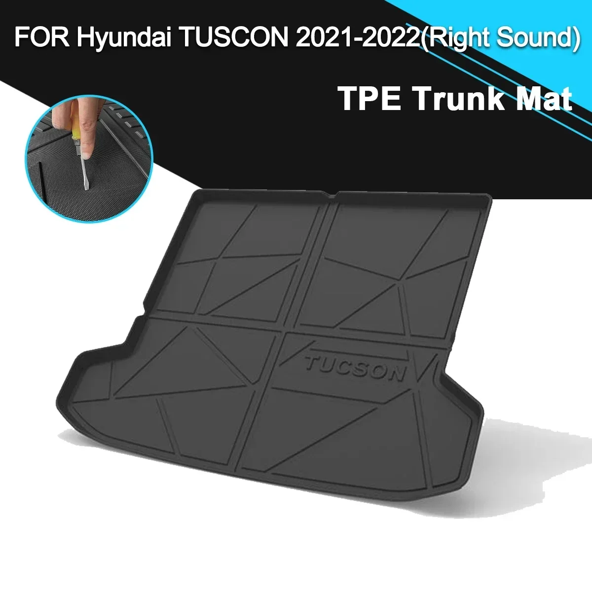 

Car Rear Trunk Cover Mat Rubber TPE Waterproof Non-Slip Cargo Liner Accessories For Hyundai Tuscon 2021-2022(Right Sound)