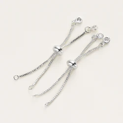 Gold Plated Adjustable Slider Chains for DIY Bracelet Making (Set of 2/4) (Silver plated)