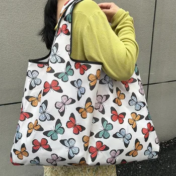 Borsa Tote con Stampa di Farfalle Colorate per Donne, Grande Borsa Riutilizzabile per la Spesa, Borsa a Tracolla Estetica e Carina per il Pendolarismo Quotidiano e i Viaggi