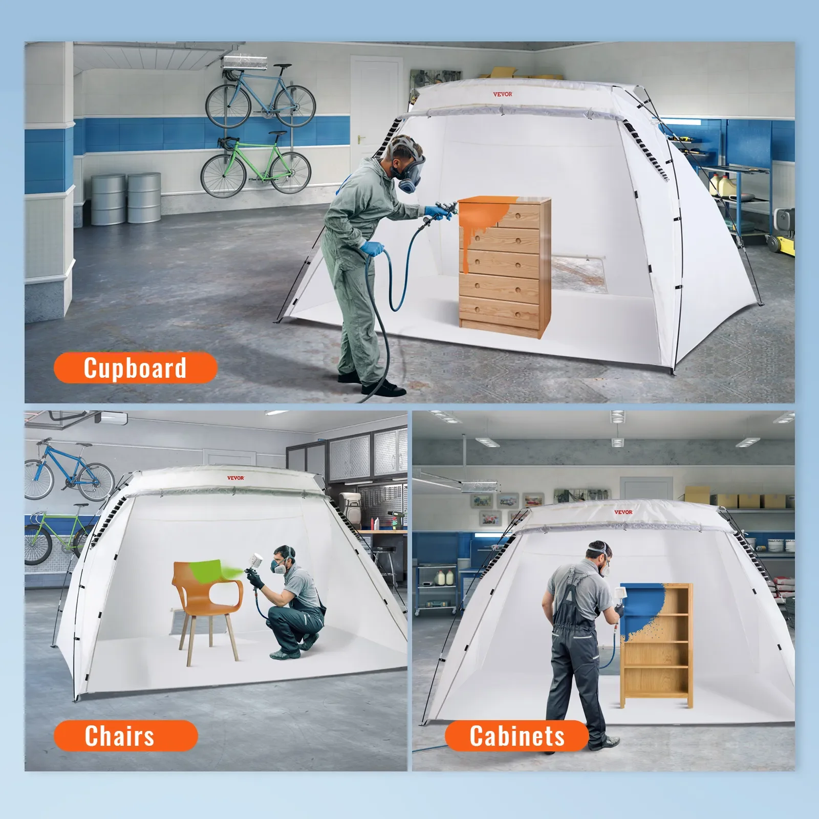 VEVOR Portable Paint Booth Shelter 7.5x5.2x5.2/10x7x6ft Foldable Spray  Painting Tent for Furniture Craft Project DIY Hobby Tool - AliExpress
