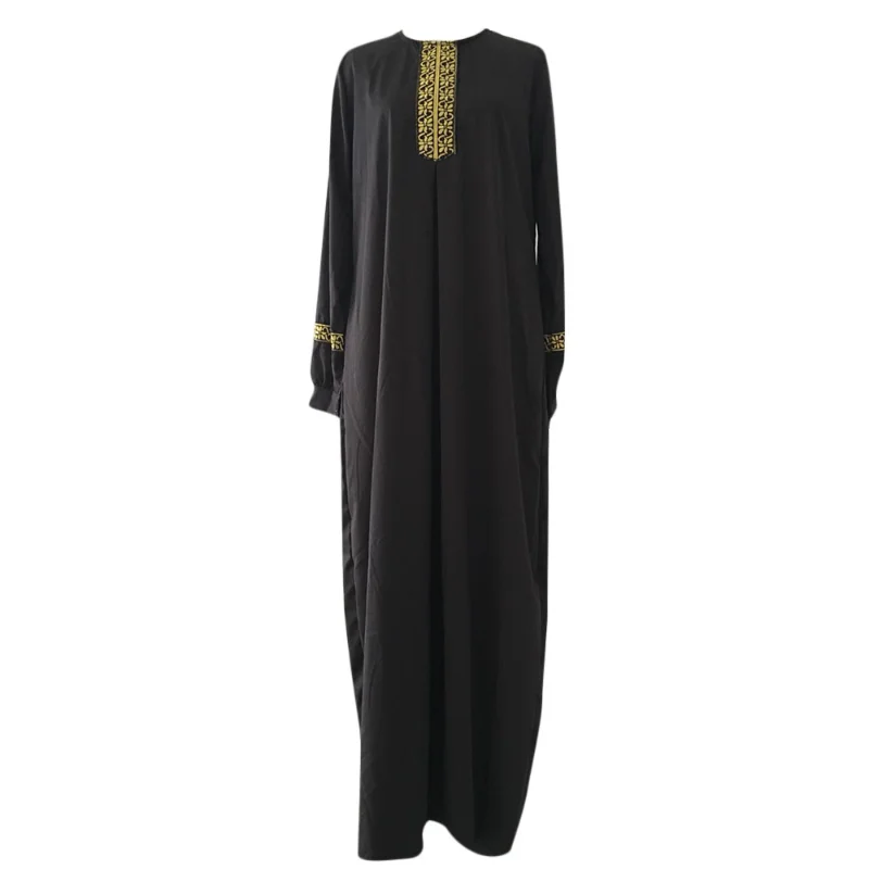 Muslim Abaya Ethnic Style Print Islam Abaya Dress Solid Color Loose Casual Robe Femme Musulman for Middle East Arabia muslim dress muslim robe