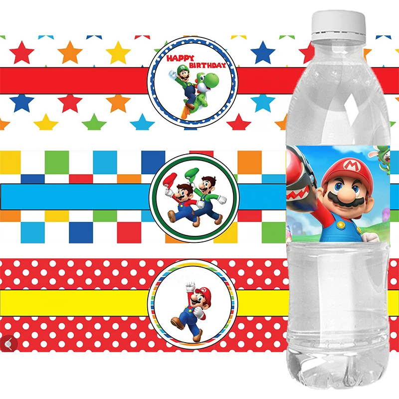 Mario Bros Movie Bottle Label Birthday - Party and Craft Supply