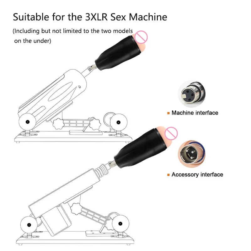Sex Toy Male Masturbation Cup Automatic Sex Machine Dildos Attachment 3XLR Connector With Male Masturbator Cup Realistic Pussy Pocket For Men Women