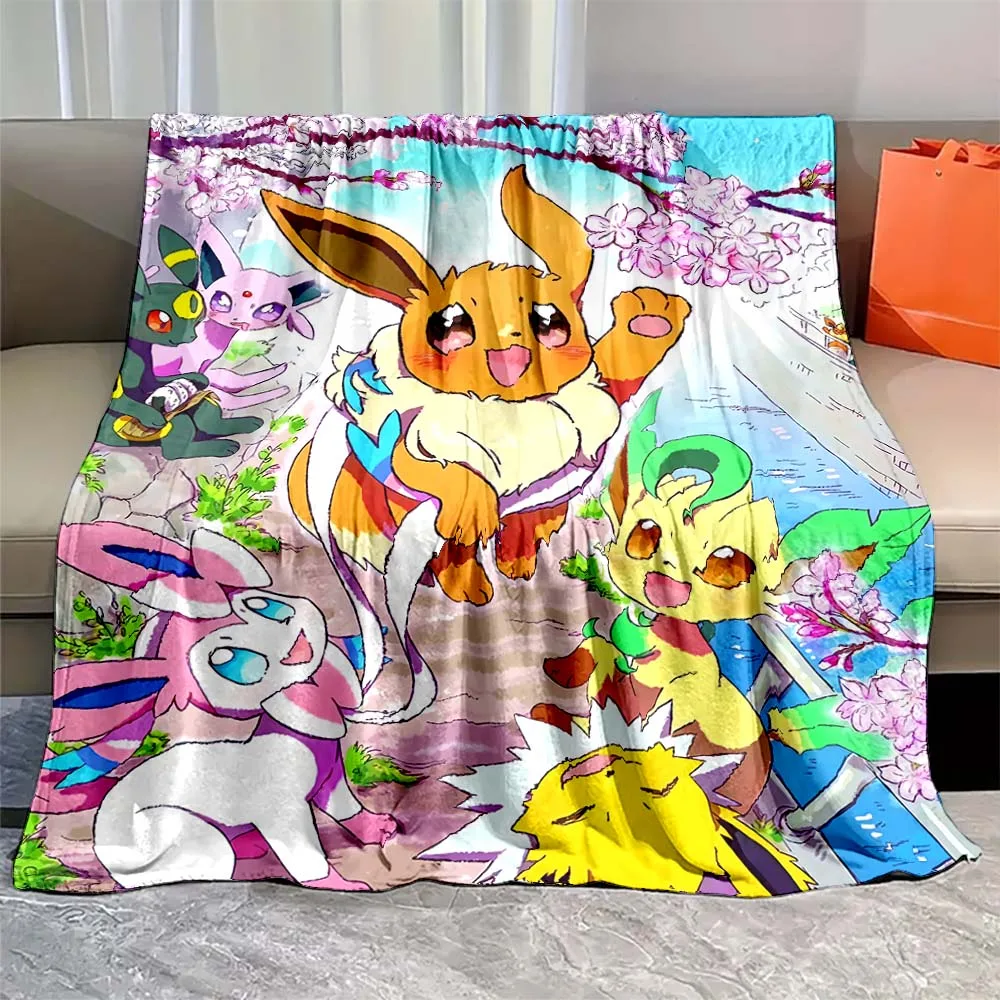 Pokemon Blanket Large Size Pokemon Flannel Blanket Anime Eevee Printed Home Sofa Lunch Break Blankets