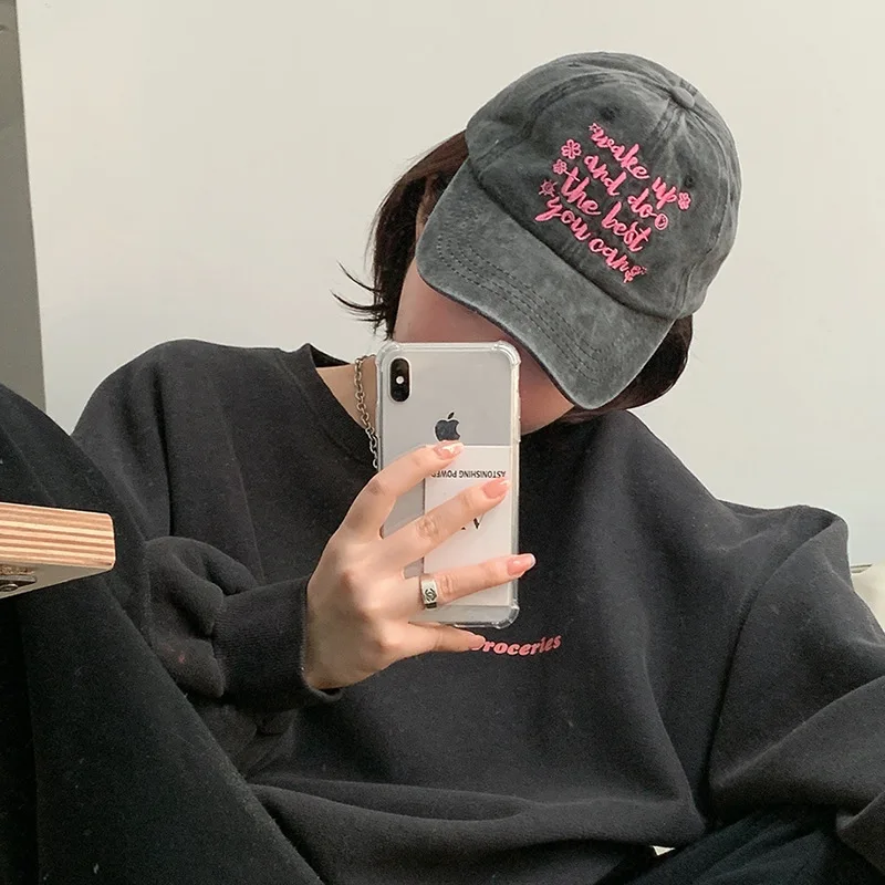 여성용 핑크 레터 야구 모자, 남성용 솔리드 컬러 캐주얼 스냅백 모자, 야외용 햇빛 가리개, 소녀용 힙합 보닛, Y2k