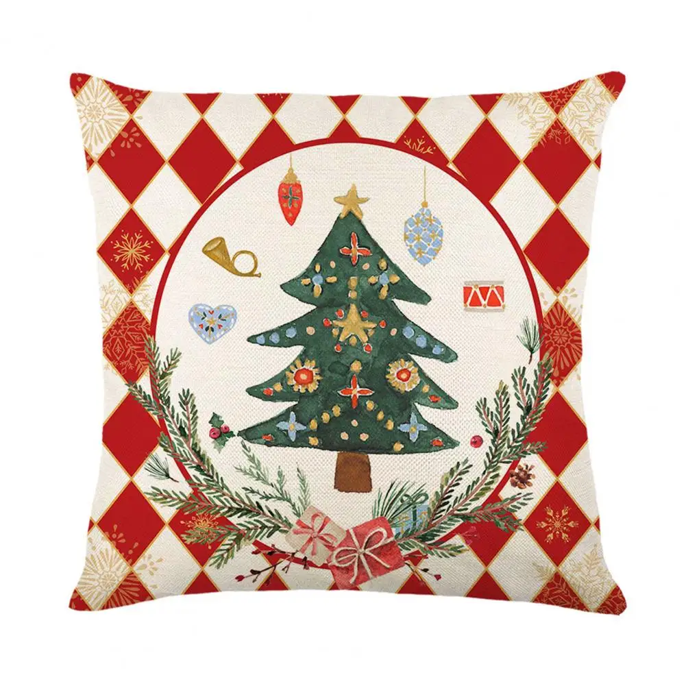 

Hidden Zipper Pillowcase Bright Colored Pillowcase Xmas Tree Print Cushion Covers Hidden Zipper Wear Resistant for Non-fading