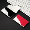 Luxury PU Leather Men's Business Card Holder Stainless Steel Aluminum Metal Box Lid Credit Card Holder 3