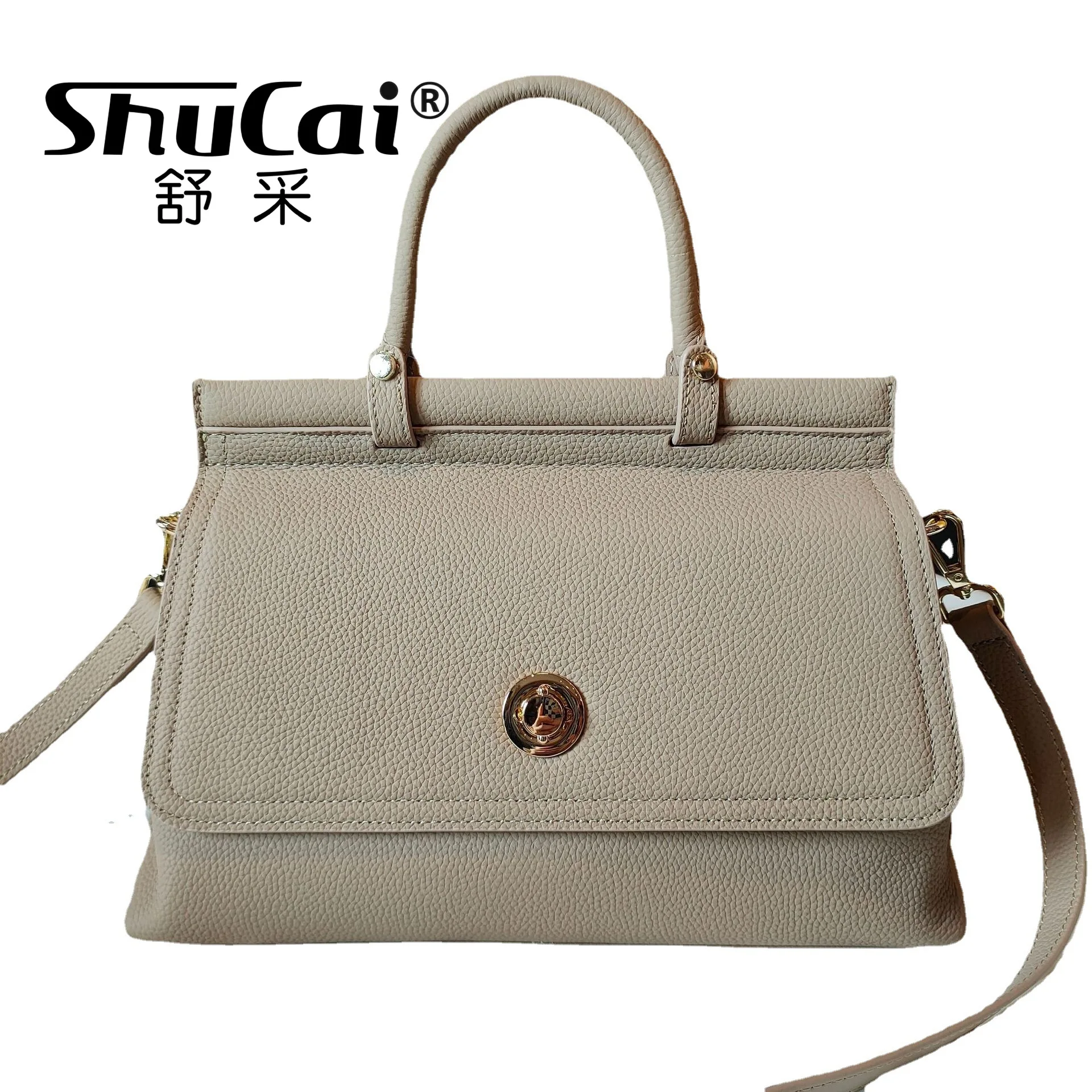 

2024 new leather handbag female large capacity single shoulder crossbody multi-compartment soft leather commuter bag