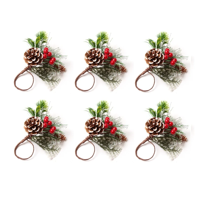 

Napkin Rings Set Of 6 Christmas Thanksgiving Holiday Rustic Farmhouse Napkin Rings Holders