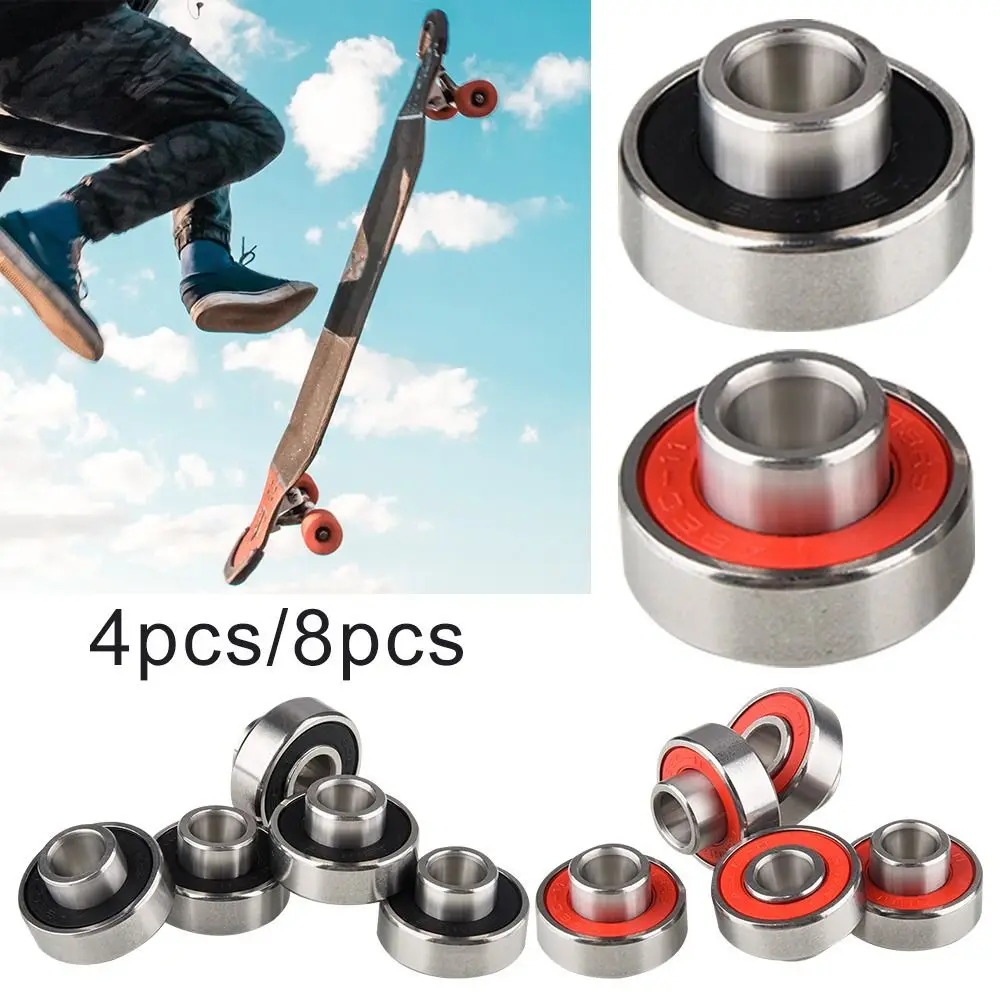 

4/8pcs High Quality 608-2RS Long Life High Speed Skateboard Bearings Long Plate Integrated Bearing Surfboard Bearing