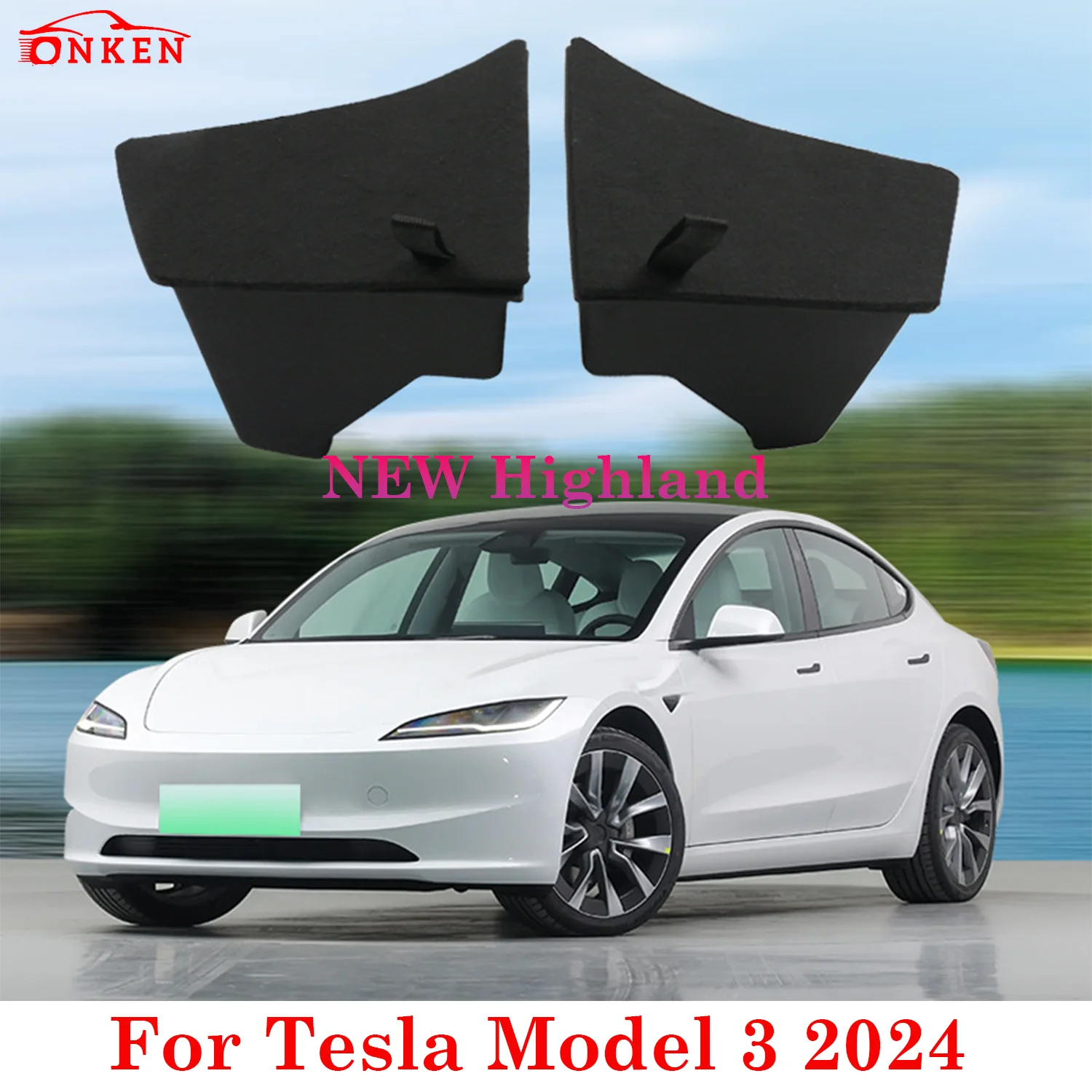 

2024 New Tesla Model 3 Highland Refreshed Version TPE Rear Trunk Storage Bin Side Box Organizer with Flocked Lid Interior 2pcs