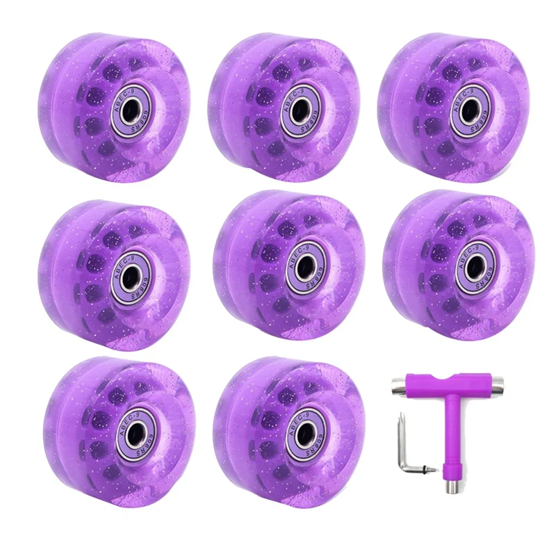 

8 Pack 32 X 58Mm 82A Roller Skate Wheels With Bearing,With Multi-Function Skateboard Roller Skating Accessories