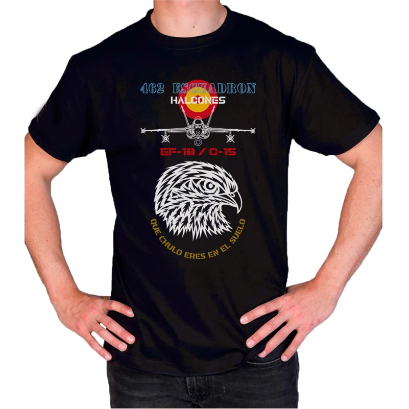 

Spanish Air Force EF18 Hornet Heritage 462 Squadron Falcon T-Shirt. Premium Cotton Short Sleeve O-Neck Mens T Shirt New S-3XL