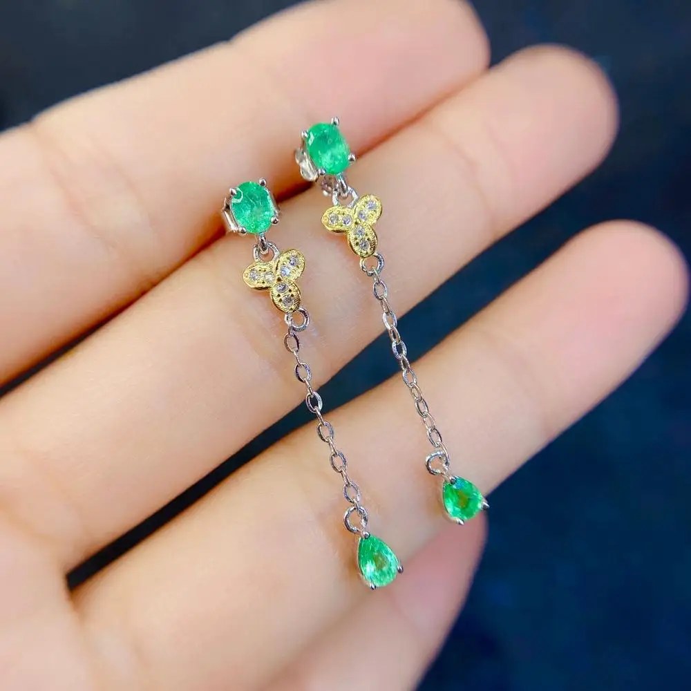 

Natural Emerald Stud Earrings 925 Sterling Silver Classic Fine Jewelry Women Sales with Free Shipping Clearance Sale