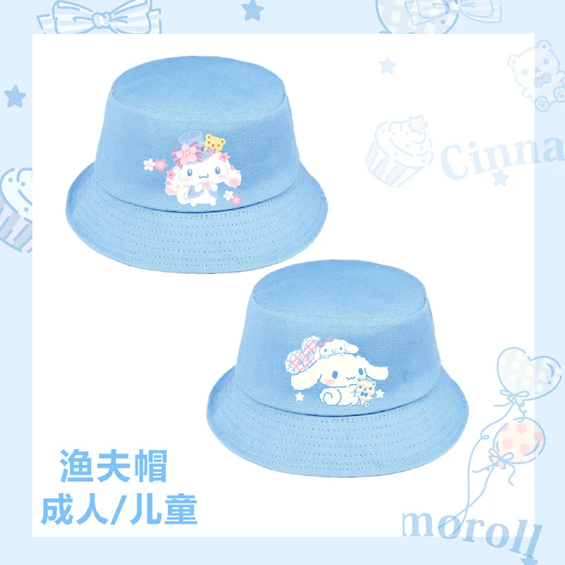 

Sanrioed Anime Melody Kuromi Cinnamoroll Child-Parents Bucket Hat Boy Girls Panama Fisherman Cap Outdoor Sun Cap Hat Kids Gift