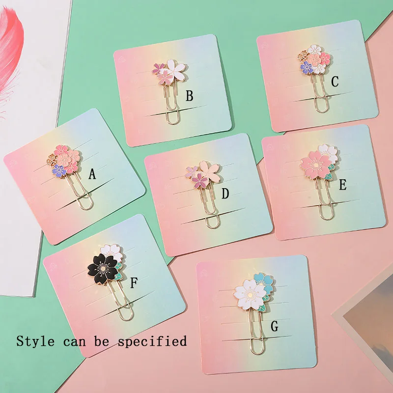 Paper Clips Cherry Blossom Paper Clip Creative Cute Metal Bookmark Clip Exquisite Beautiful Paper Notebook Decoration Stationery