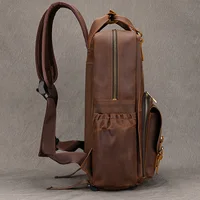 Crazy Horse Leather Men Backpack For Camera Big Capacity Travel Bagpack Man 15.6 inch Laptop Daypack Cow Leather Rucksack 2