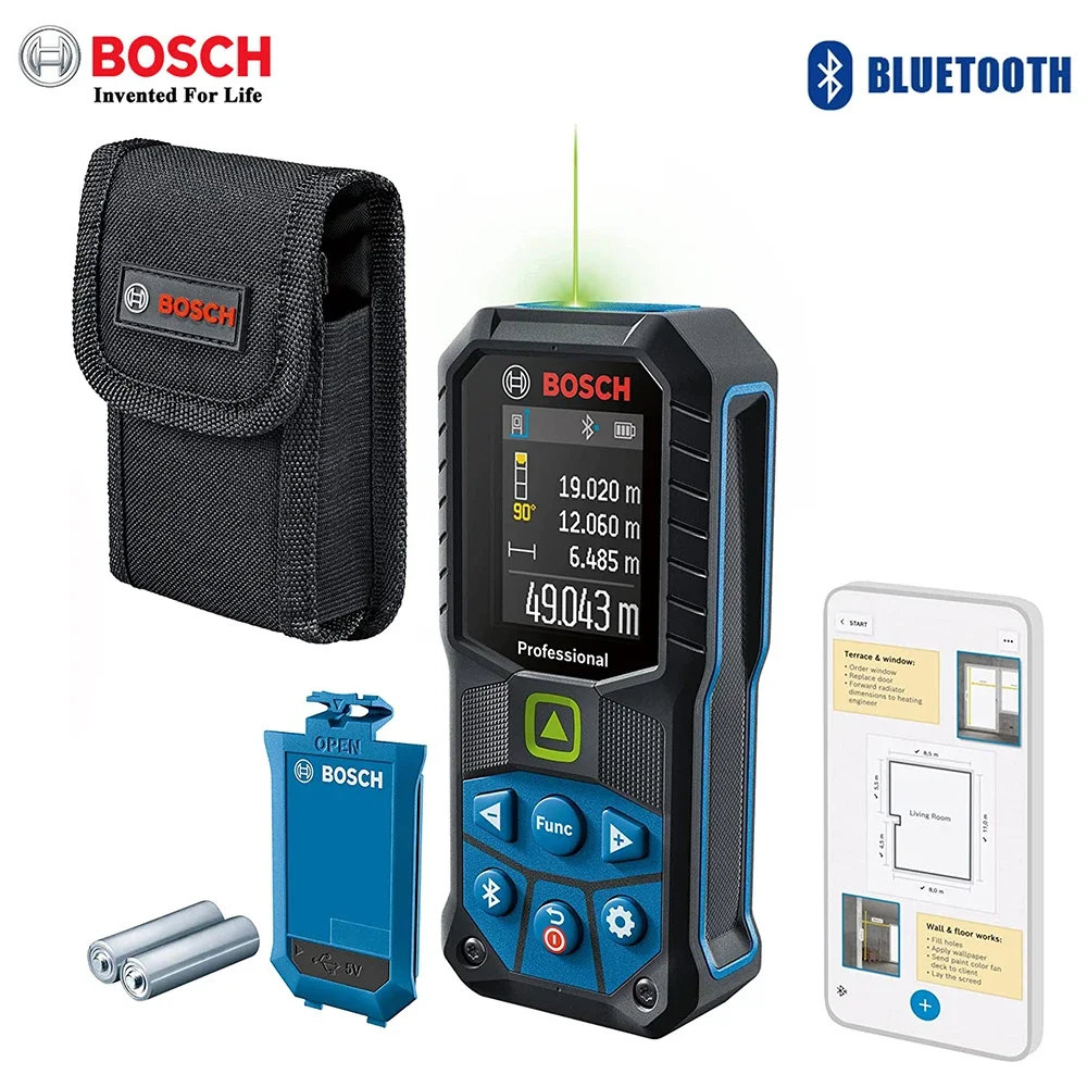 Telemetro Laser Bosch Glm 50-27Cg 50M Strumento Di Misurazione Laser Verde Ricaricabile Ip65 Regola Di Misurazione Elettronica Bluetooth