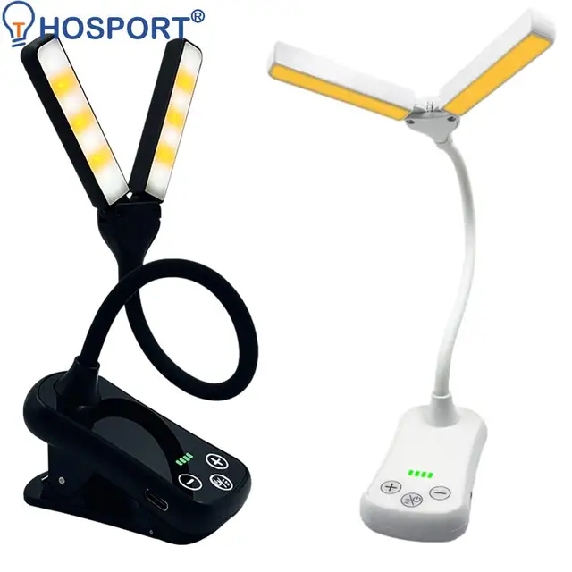 Dual-Head Book Lamp Three-Button Touch Small Book Light Rechargeable Adjust Brightness 14 LED for Travel Bedroom Reading 2