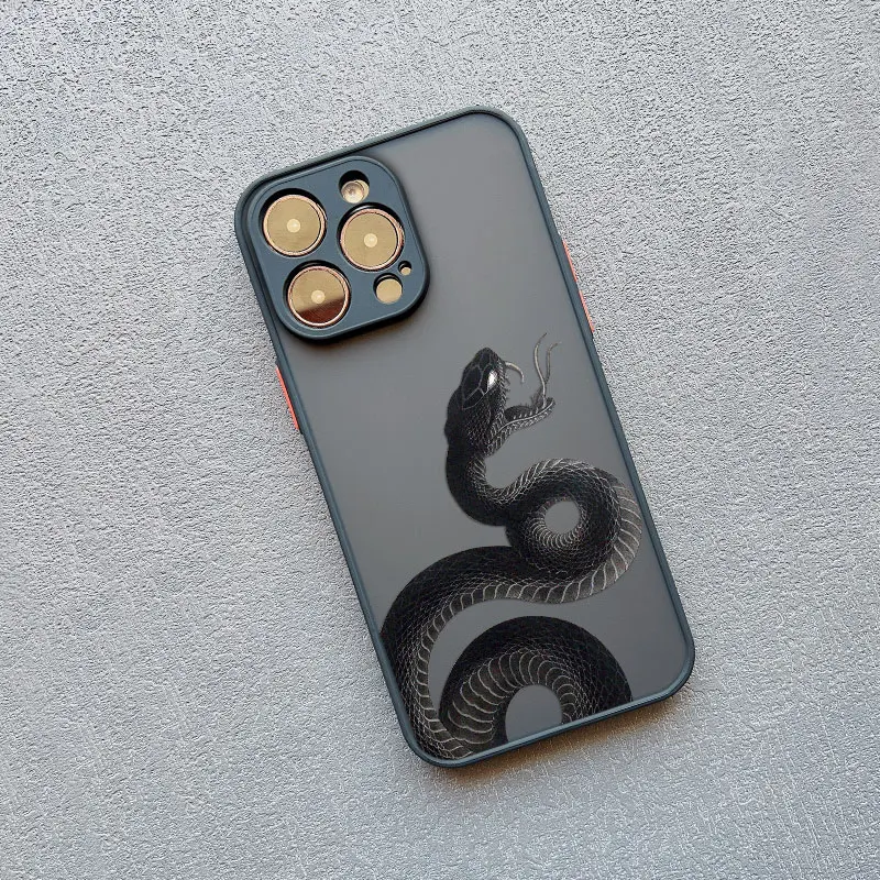 Neue schwarze Schlangen-Handyhülle für iPhone 13 12 Mini 11 Pro Max 17 16 15 14 Pro Max Plus XR XS X 16 Plus Stoßfeste Bumper-Hüllen – Detail 2