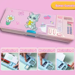 Multi - Functional Double - Sided Pencil Box with Built - In Calculator and Sharpener (Little Cat)