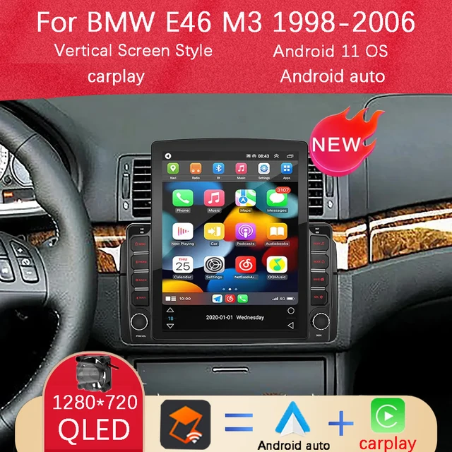 Android10 Car Radio Player Tesla estilo pantalla vertical para BMW E46  Coupe (m3 Rover) 316i 318i 1998-2006 Unidad principal de navegación GPS