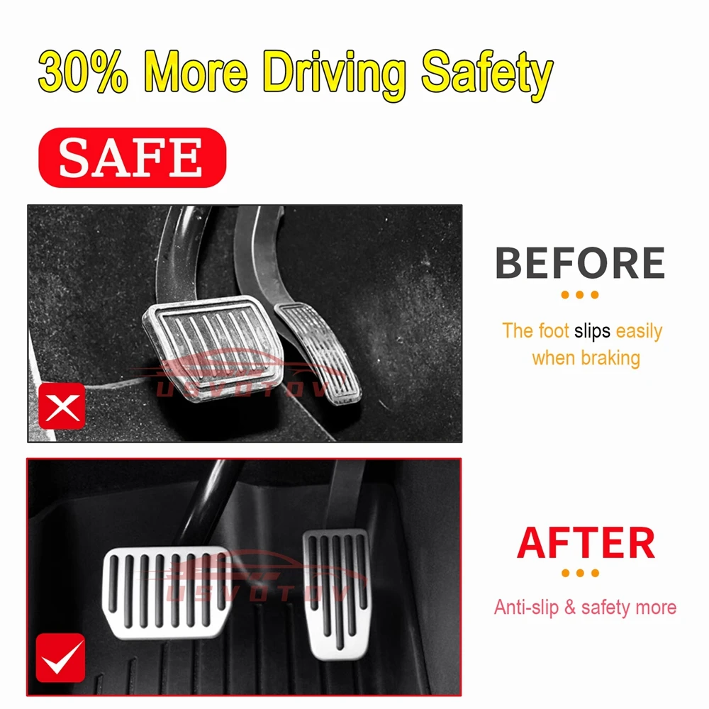 Foot Pedal Pads Cover For Tesla Model Y 3 Highland Upgrade Non-slip Accelerator Brake Rest Vehicle Accessories