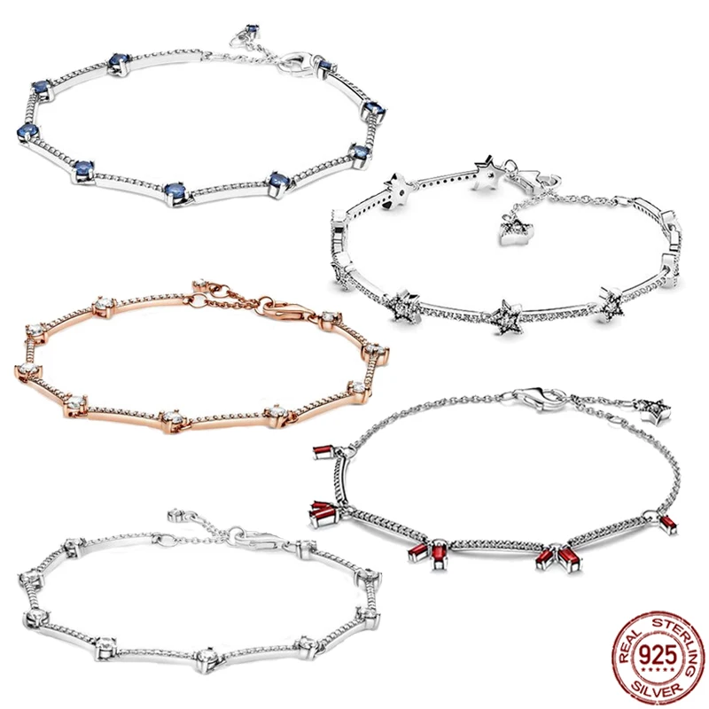 

2023 new 925 sterling silver shiny chain style bracelet fit design original charm beading DIY exquisite women's jewelry
