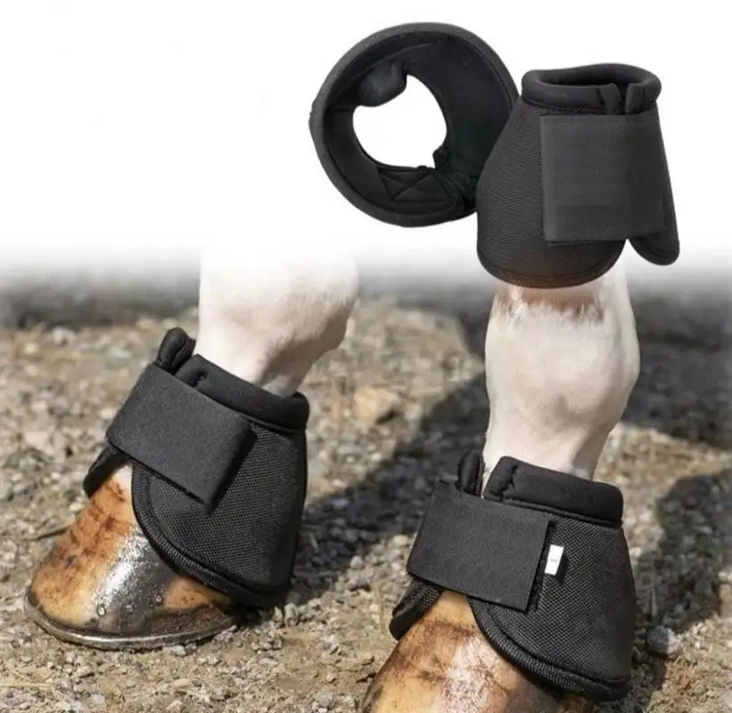 Horse Bell Boots Pair Shock Absorbing Protective Wear Resistant Oxford Cloth Neoprene Overreach Bell Boot Equestrian Accessories 3
