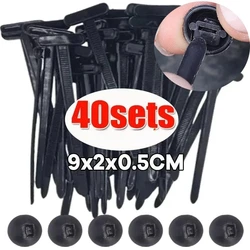 Universal Nylon Cable Tie Buckle Auto Fastener Clip for Secure Wire Management and Panel Protection (Black 40sets)