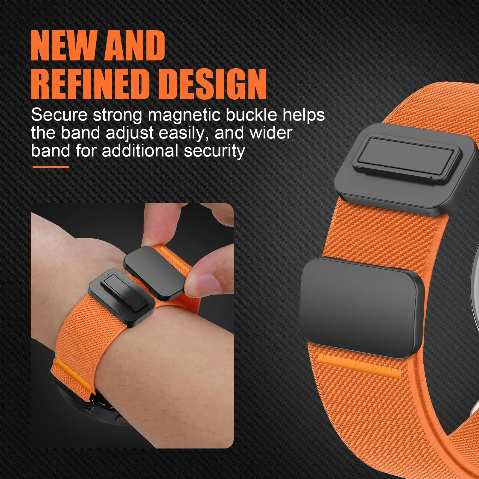 Armband für Samsung Galaxy Watch Ultra 2, 47 mm, elastisches magnetisches Nylon-Armband, Correa Galaxy Watch 9/8/8 Classic 46 40 mm 44 mm – Detail 4