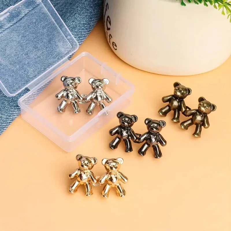 2PCS Bear Shaped Adjustable Jean Button Waist Buckle Snap Pants Buckle Extender Replacement Jeans Button Attacher Pins 2025 5