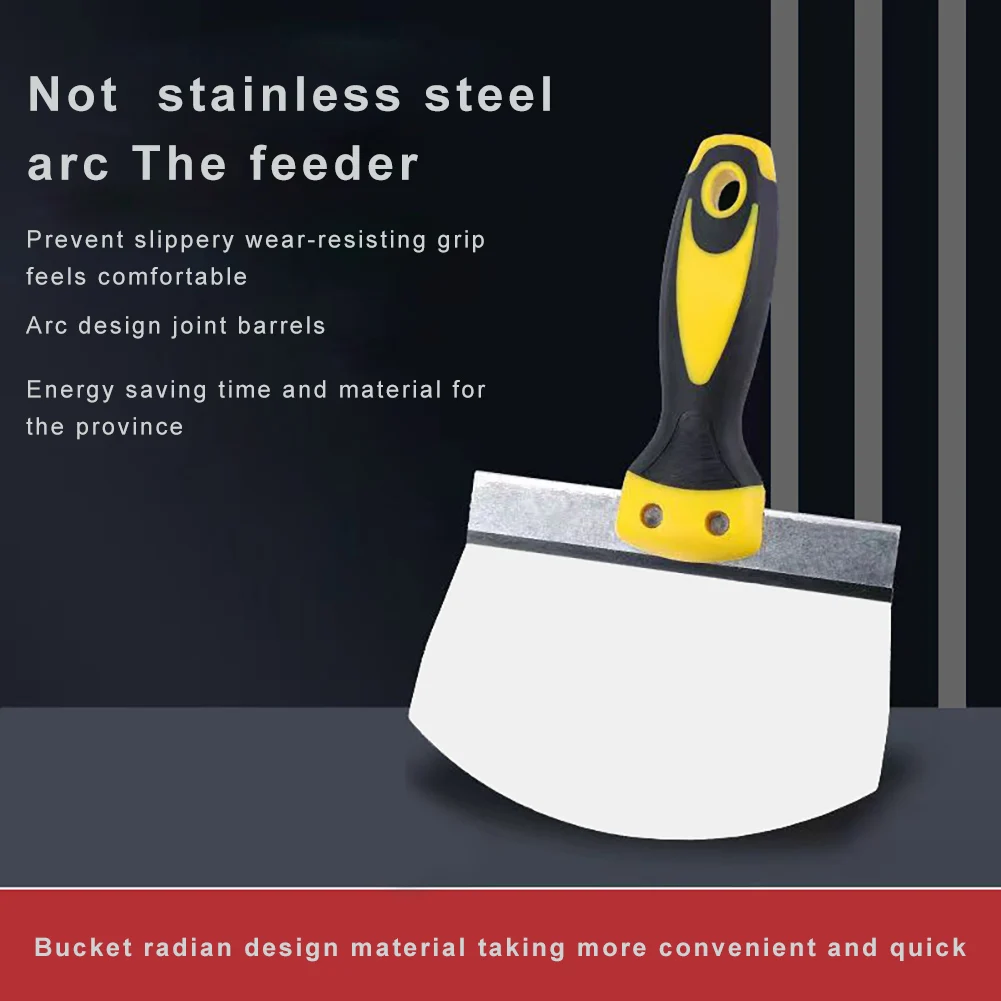 Stainless Steel Putty Knife Wall Paint Plaster Trowel Arc Ash Shovel Paint Feed Filling Scraper Blade Spatula Construction Tools paint scraper tool putty knife set