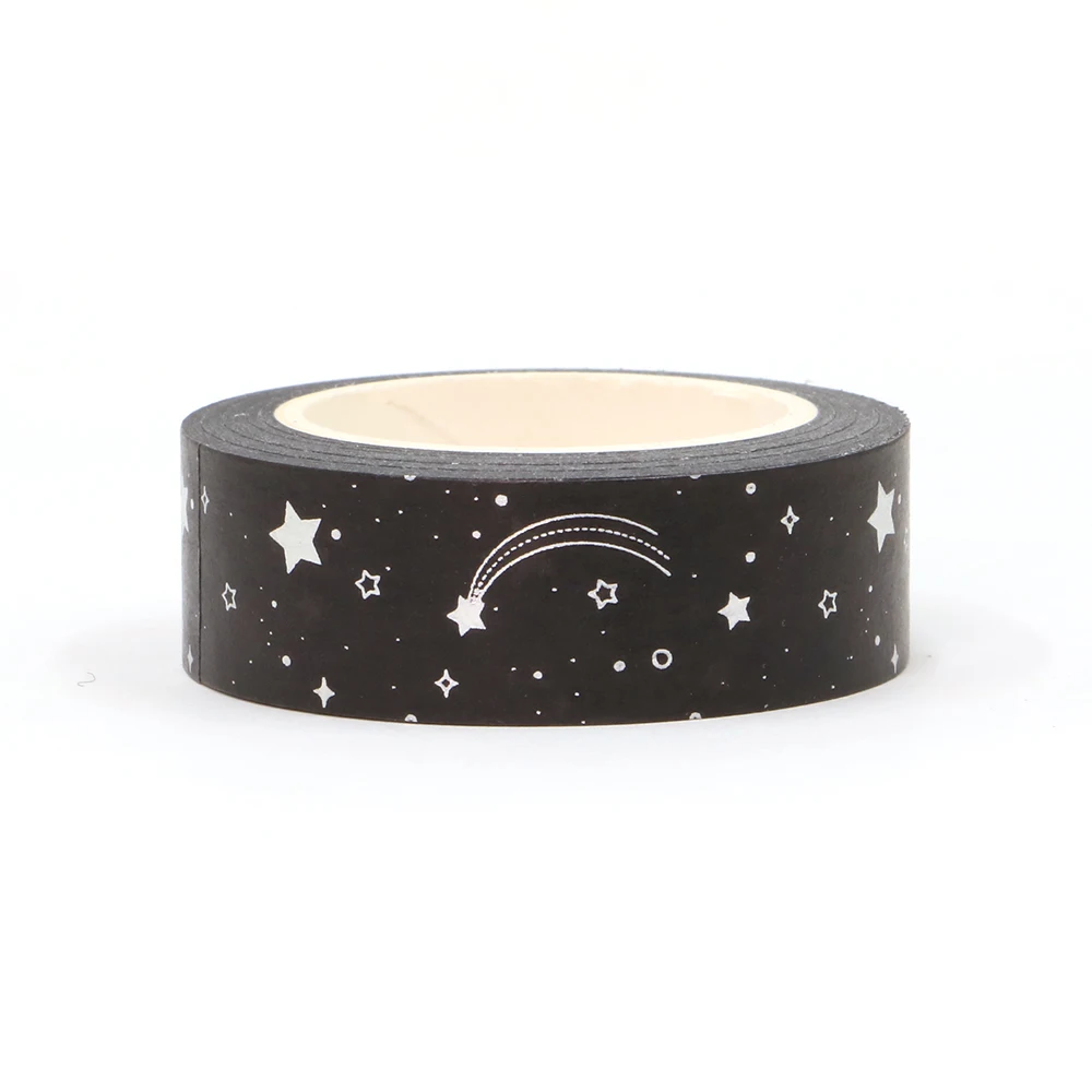 Decorative Silver Foil Stars Washi Tape for Scrapbooking Adhesive Masking Tape 1PC. 10M
