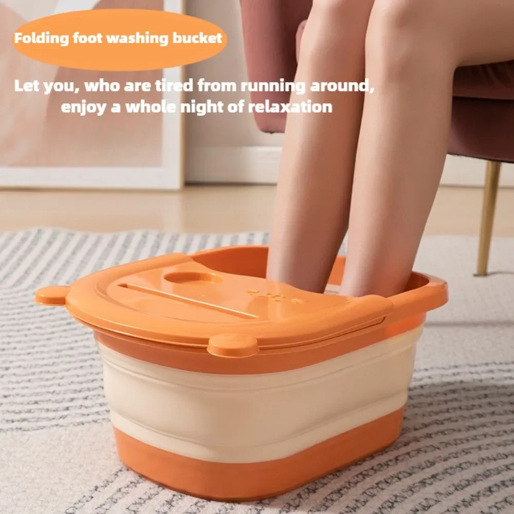1pc foldable foot soaking bucket, long-lasting insulation, high-quality PP material, one-piece molding, durable