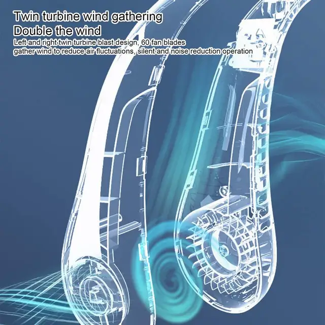 Személyes Hordható Ventilátor Újratölthető Levél Nélküli Nyaki Zseb Nyak 3 Állítható Sebességgel 360 Fokos Ingyenes Forgás Alacsony Zaj - Image 2