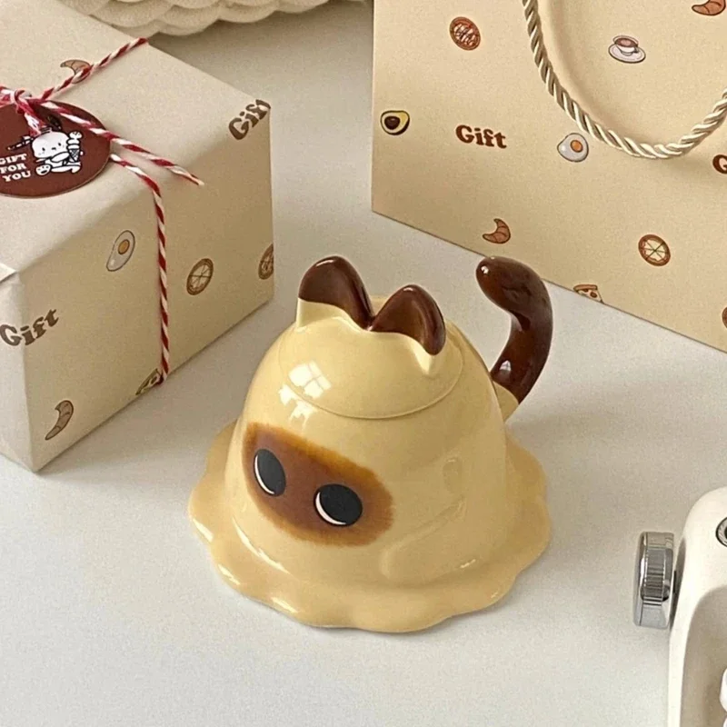 

Керамическая кофейная кружка с крышкой, чайная чашка с кошкой для женщин, уникальная кофейная кружка с кошкой, подарок для любимого, фарфоровые чайные кружки, женское украшение