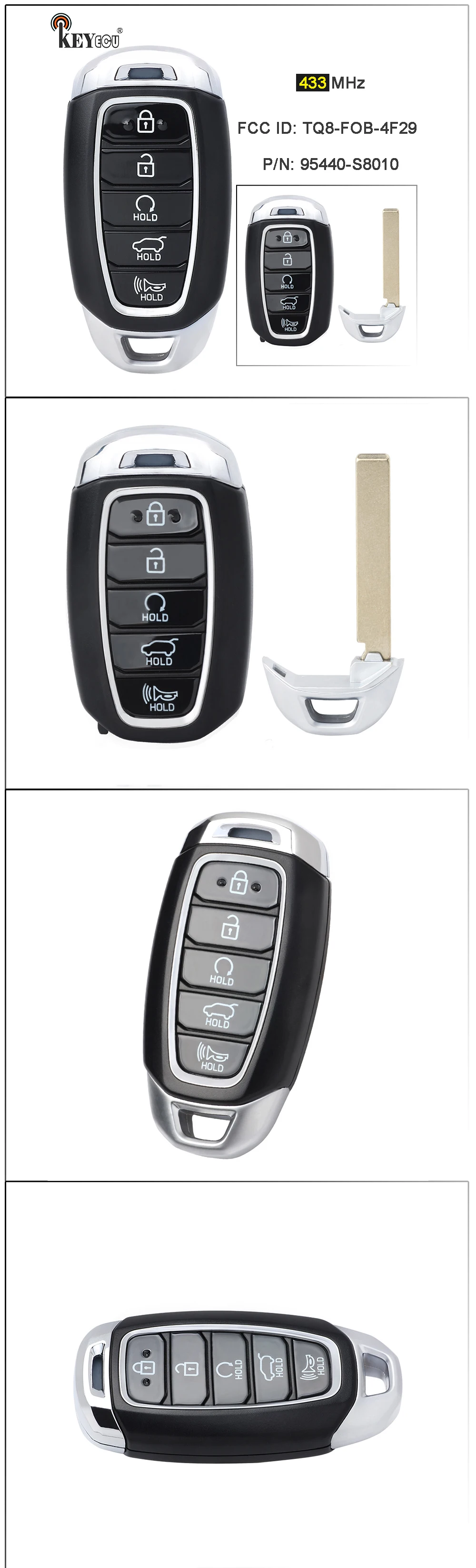 Keyforkess 434MHz 8A Chip ID FCC: P P/N: 95440-F2000, 95440-F3000 portachiavi remoto intelligente per Hyundai Elantra 2016 2017 2018 - Seb3ce19cc6f5462dbe083eca3708a540N
