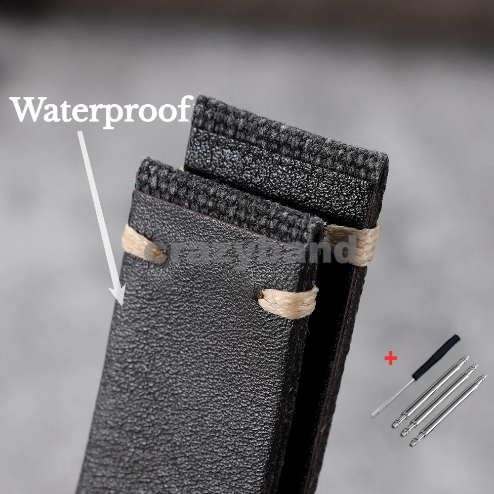 Elegant Black Nylon Leather Watch Strap with Stainless Steel Buckle - Universal Wristband Accessory