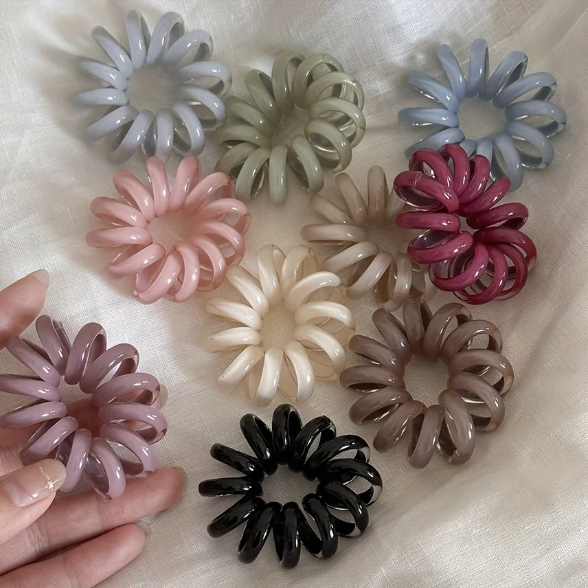 3pcs Elegant Spiral Hair Scrunchies - High Elasticity, Stylish Phone Cord Headbands, Perfect for Spring & Summer