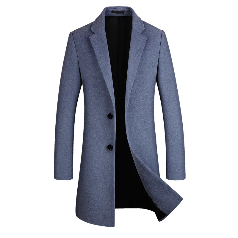 

Новое модное шерстяное пальто, Мужская Длинная ветровка, шерстяное пальто, мужское повседневное полупальто, Высококачественная классическая Куртка, тренчи