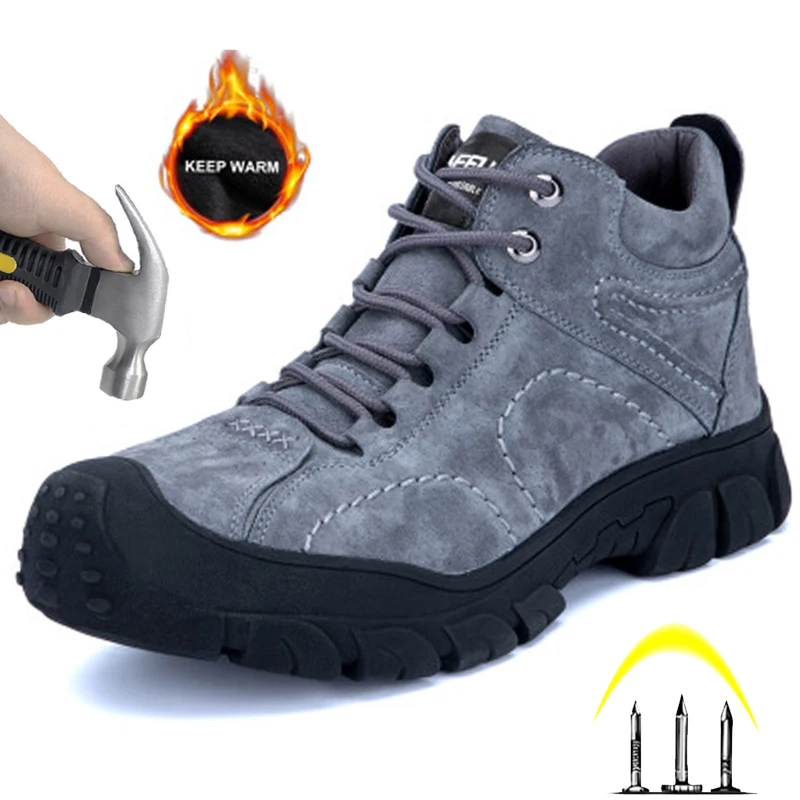 

Winter Boots Men Work Shoes Anti-smashing Safety Shoes Warm Non-slip Waterproof Tactics Indestructible Shoes Designer Men