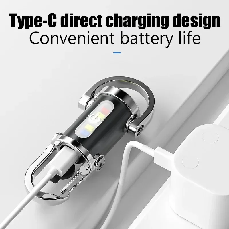 New COB LED Camping Lantern USB Rechargeable Portable Waterproof Hanging Keychain Flashlight for Outdoor Home Decor