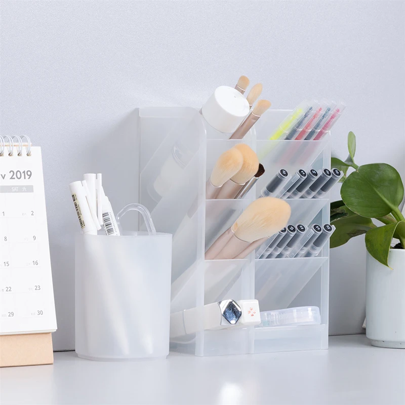 

Pen Holder Desk Organizer Cute Stationery 2021 for School Supplies Desktop Office Accessories Makeup Pencil Holder Brush Stand