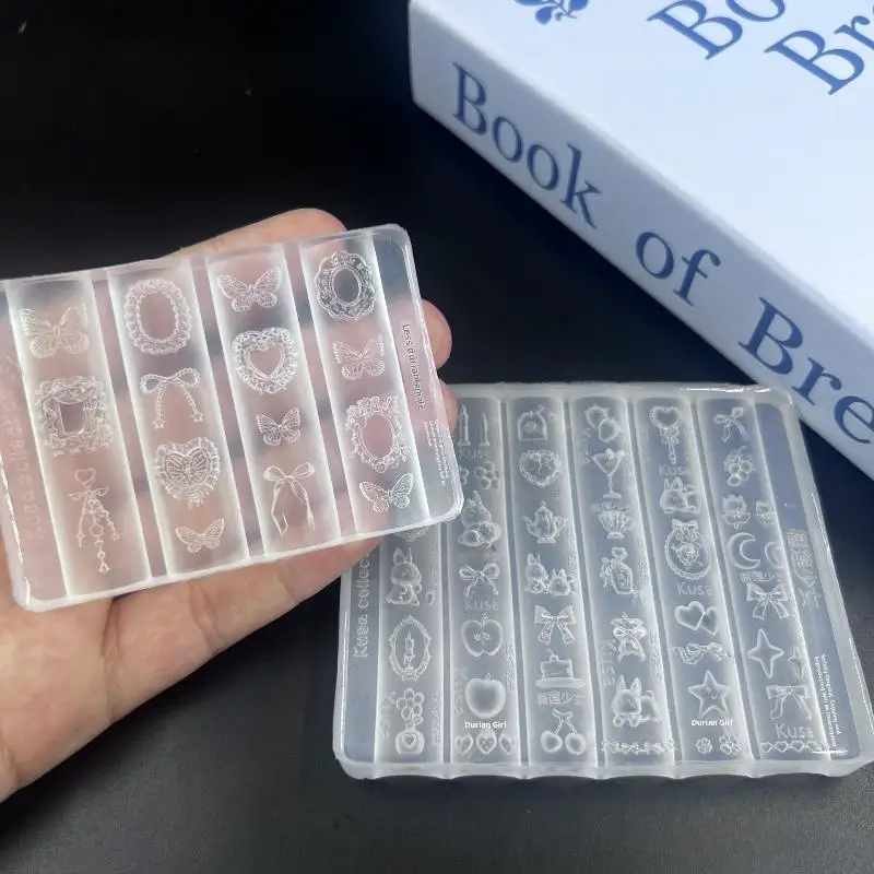 1개 네일아트 실리콘 몰드, 활, 하트, 나비, 토끼 3D 몰드, 네일아트 장식, DIY 디자인에 적합한 실리콘 네일 몰드