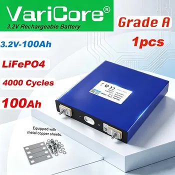 1 pz Batteria LiFePO4 3.2V 100Ah Litio Ferro Fosfato Fai da Te 4S 12V 24V per Moto, Auto Elettriche, Inverter Solari, Barche