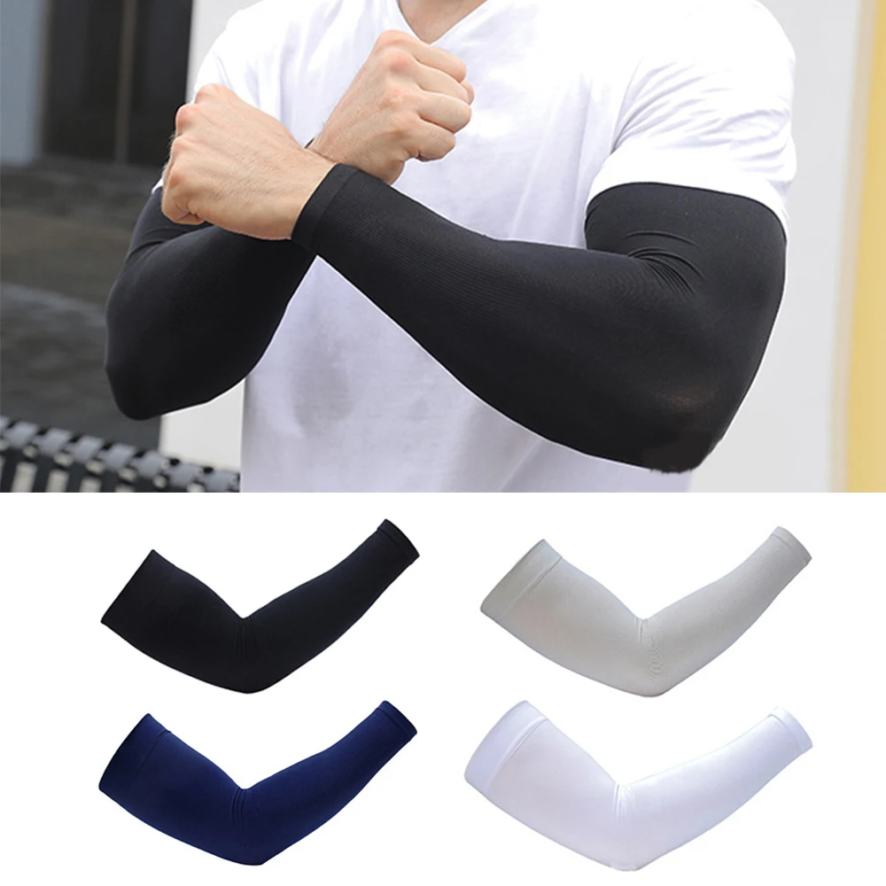 Summer Uv Protection Ice Sleeve Large Size Men'S Arm Sleeves Covers Sunscreen Running Cycling Fishing Long Gloves Arm Warmer